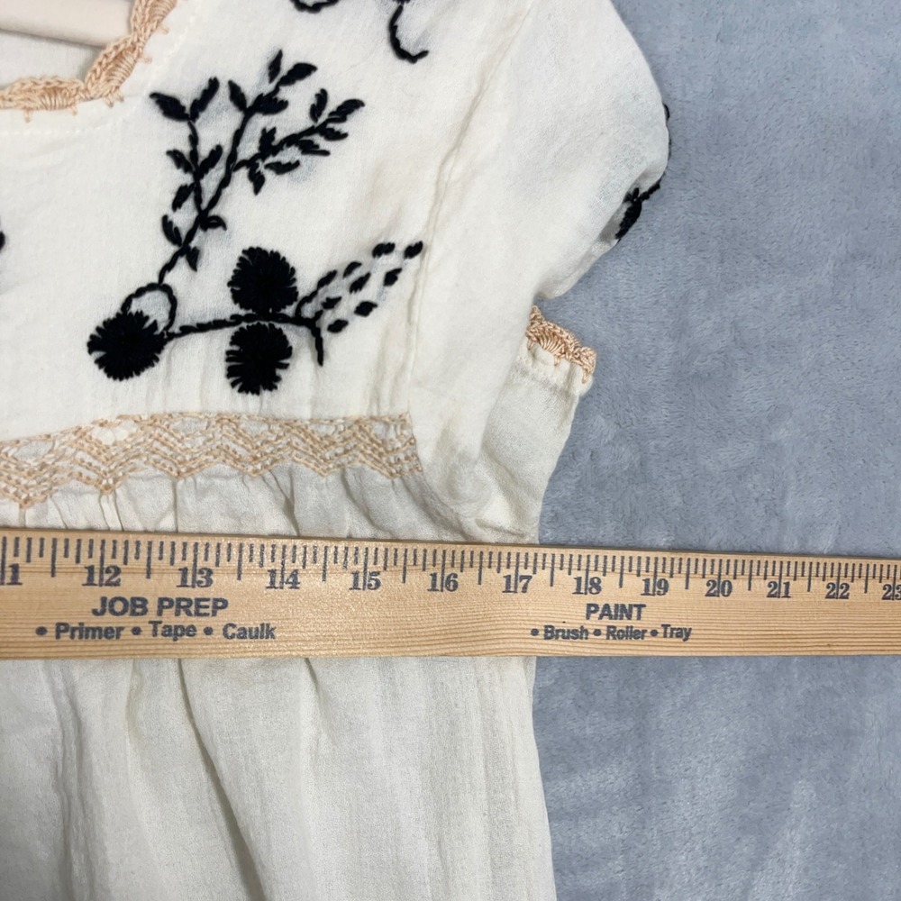 THML Womens M White Embroidered Boho Peasant Babydoll Top Cotton Blouse Cottage - Picture 3 of 8